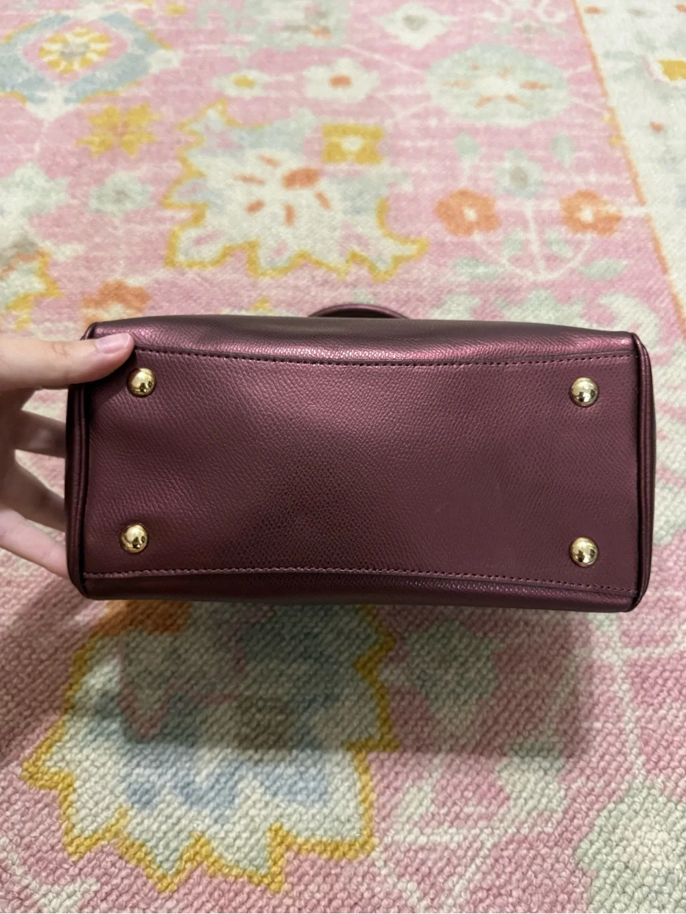 Coach Mini Bennett Satchel Crossgrain Leather Metallic Cherry Crossbody F36592